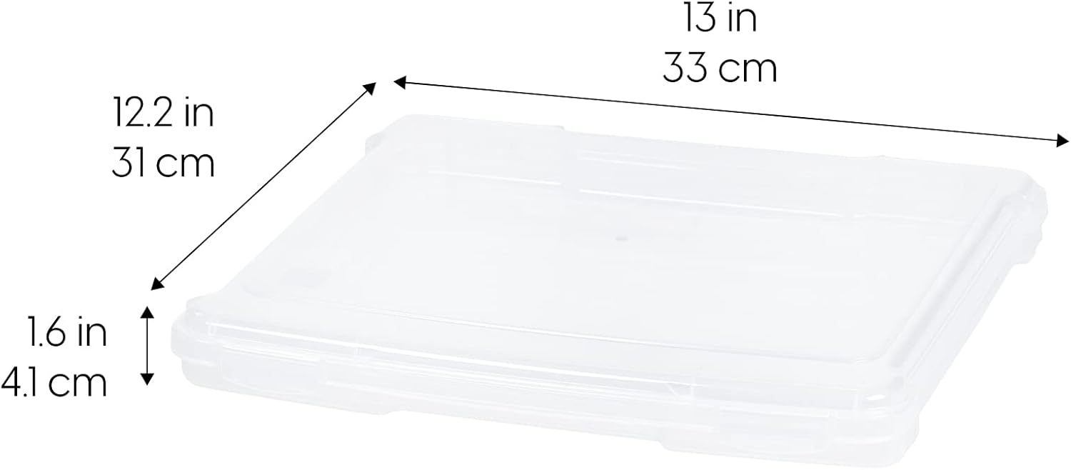 IRIS USA Board Game Storage Containers. 10-Pack |Made in USA| Organizers with Built-In Handle & Snap-Tight Lid for Puzzles. Scrapbook. and Fits 8.5 x 11 or A4 Papers. Slim - Clear - Image 2