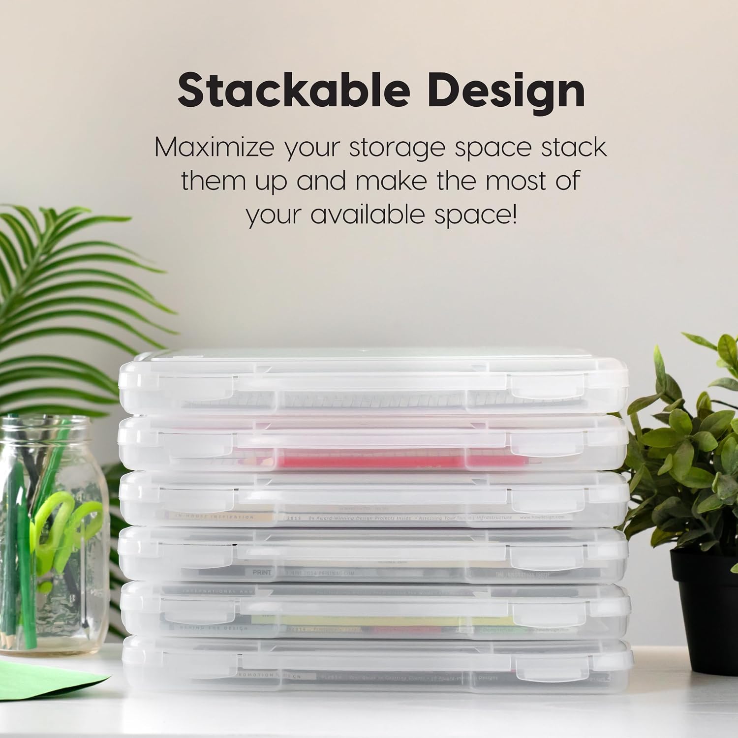 IRIS USA Board Game Storage Containers. 10-Pack |Made in USA| Organizers with Built-In Handle & Snap-Tight Lid for Puzzles. Scrapbook. and Fits 8.5 x 11 or A4 Papers. Slim - Clear - Image 9