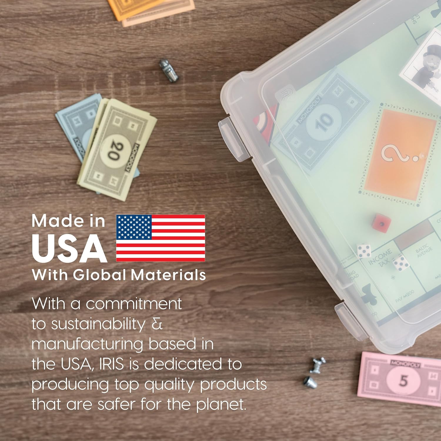 IRIS USA Board Game Storage Containers. 10-Pack |Made in USA| Organizers with Built-In Handle & Snap-Tight Lid for Puzzles. Scrapbook. and Fits 8.5 x 11 or A4 Papers. Slim - Clear - Image 10
