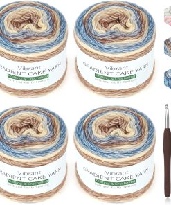 Katech Fairyland Yarn for Crocheting Knitting-Gradient Yarn Cake-4 Pack of 100g/3.52 oz-Soft DK Light Weight #3-60% Cotton 30% Acrylic 10% Wool-Perfect for Scarves. Shawls. Blankets and Garments(A)